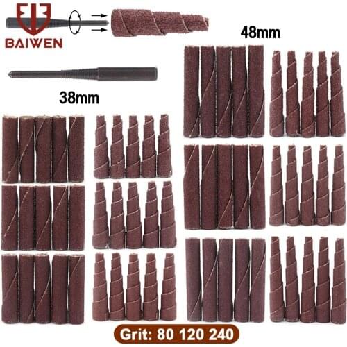 38mm 48mm Conical / Cylindrica Abrasive Sandpaper Grinding Head Mini Sanding Cone Engine Porting Assortment Kit For Rotary Tools