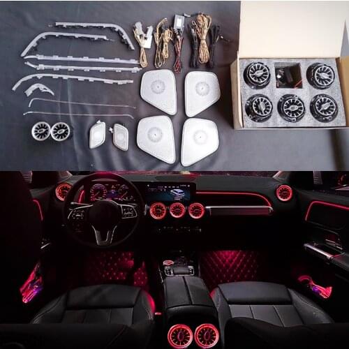 64-color Atmosphere Lamps For Benz GLA/GLB/B class H247 X247 W247 Car Ambient Light Set LED Air Vent Outlet Turbine Trim Nozzle