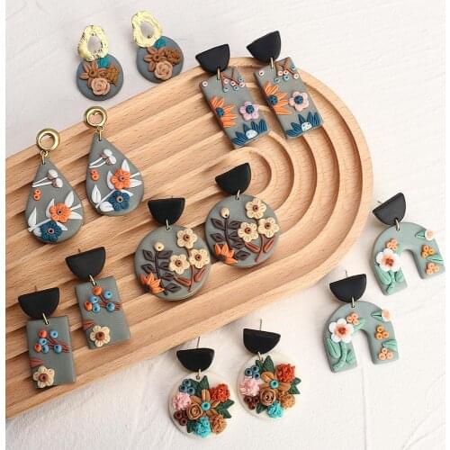 Amorcome New Unique Design Polymer Clay Earrings Women Fashion Geometric Clay Earrings Jewelry Brincos Gift