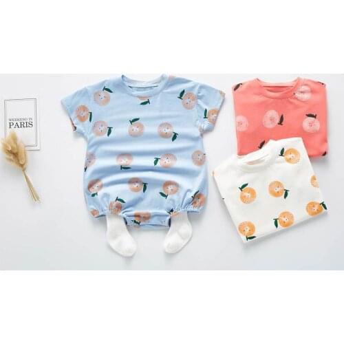 Angoubebe 202H05 Fruit Printed cotton short sleeve baby rompers wholesale 100% cotton infant clothes newborn baby romper