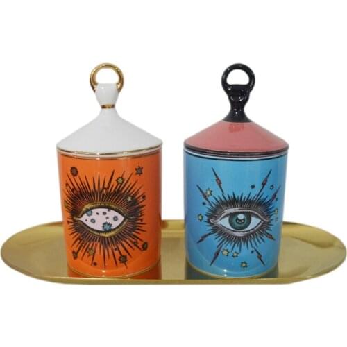 Starry Sky Eye Cotton Swab Storage Jar Incense Candle Holder Aromatherapy Ceramic Jar Diy Handmade Candleabras Home Decoration