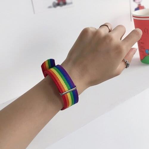 Wristband Rainbow Ladies Nylon Women Watchband Accessories Simple Colorful Couple Bracelet Jewelry