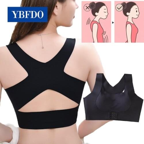 YBFDO Women Posture Corrector Bra Non-marking ice silk Seamless Underwear Slimming Sheath Cross Back Tank Tops Body Fitness Vest