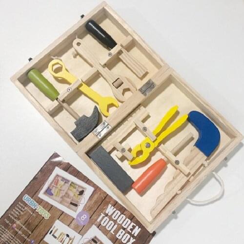 Wooden Portable Multifunctional Pretend Play Toy Childrens Toolbox Repair Kit Combination Puzzle Play House Disassembly Toy