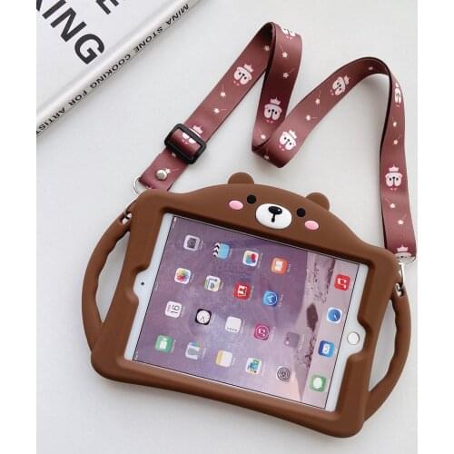 Kids Case For iPad 9.7 5th 6th 2017 2018 Soft Silicon Cover for iPad 10.2 7th 8th Gen Mini 5 4 3 2 Air 2 PC Stand Handle Funda