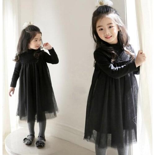 2018 Warm Thick Winter Spring Fall Girls Princess Dress Long Sleeve Black Kids Party Dresses Girl Toddler Teen Clothes JW3280A