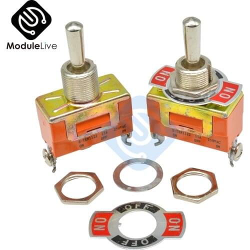 E-TEN1122 12mm Toggle Switch S Double Throw SPDT ON-OFF 250/15A 1/4 Inch Mounting 29*14.5MM 3Positions 3Pins