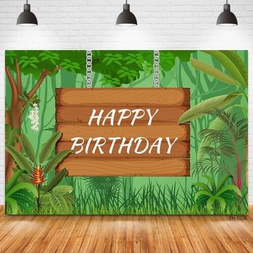 Custom Name Tropical Jungle Wild Animal Safari Party Backdrop Baby Shower Child Birthday Photography Background For Photo Studio