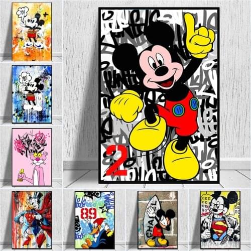 Graffiti Street Art Colorful Disney Mickey Mouse Diamond Painting Cross Stitch Mosaic Artist Home Decoration