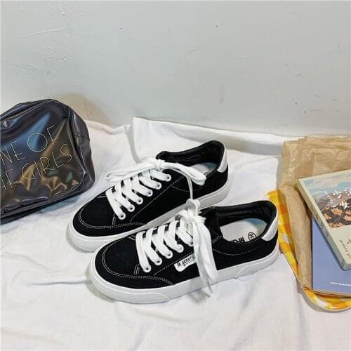 Simple Style Women Sneakers Non Slip Casual Canvas Shoes Flat Women Shoes Solid Black Womens Walking Shoes Zapatillas Mujer