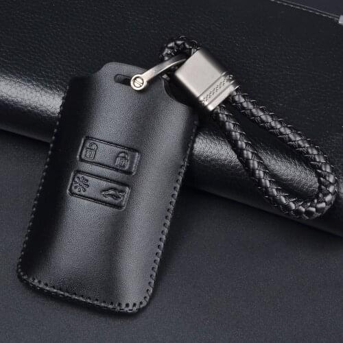 Leather Car Key Case For Renault Koleos Kadjar Scenic Megane Sandero Keyless Remote Fob Shell Protector Cover Auto Accessories