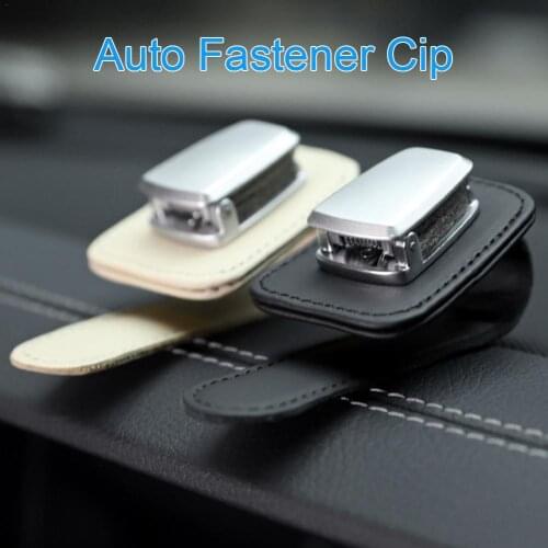 Multi-function Mini Glasses Clip Car Sun Visor Aluminum Alloy Leather Card Holder Clip Car Accessory