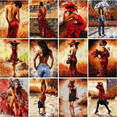 5D DIY Poured Glue Diamond Painting Kits Handcraft Beauty Girl Full Round With AB Drill Picture Paint Unique Gift Home Decor Art