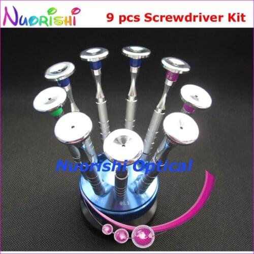 SS2014B9 New Very Nice 9pcs Eyeglasses Eyewear Eyewear Glasses Screwdriver Kit Set Screw Driver Repairing Tool Free Shipping