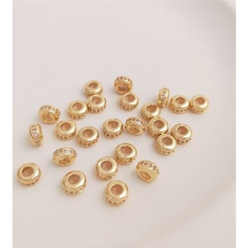 14K Gold Filled Set with zircon plug silica gel adjusting bead positioning bead diy wheel flat bead chain jewelry accessories