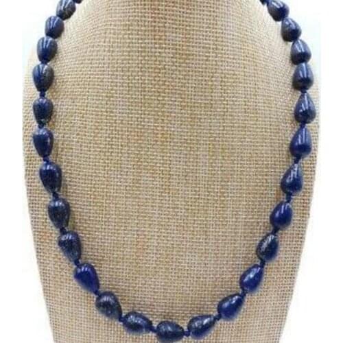 Blue Lapis Lazuli Natural Drop Beads Gemstone Jewellery Necklace 18'' 8x12mm