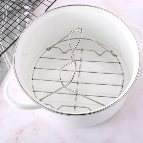 Steamer Rack Trivet with Handles Kitchen Stainless Steel Storage Eggs Steaming Y5JC