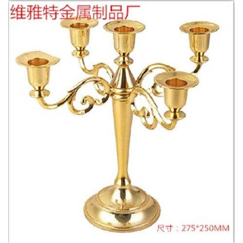 Hot Metal Silver/Gold Plated Candle Holders 3-Arms Stand Zinc Alloy High Quality Pillar For Wedding Portavelas Candelabra