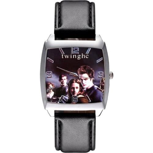 Cartoon style Rectangle dial Childrens Womens Kids Student boys girls Quartz Leather strap Wrist Watch JD20