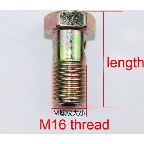 M16 thread two hole hexagonal cored screw Diesel bolt oil return pipe hinged joint Hydraulic over-oiled bolt scavenge pipe screw