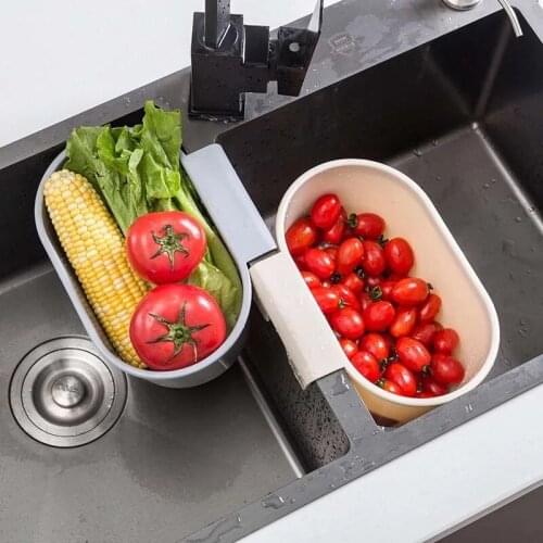 Kitchen Sink Strainer Drain Fruit Vegetable Drainer Basket Sponge Hanging Holder Rack Storage Kitchen Tools Sink Filter Shelf