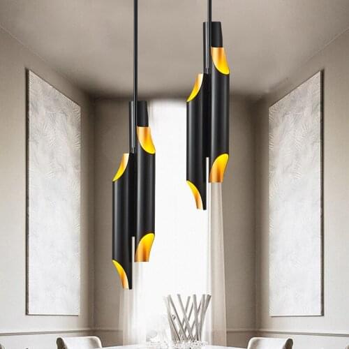 SGROW Aluminum Pipe Light Fixture Pendant Lamps for Bedroom Living Room Dinning Room Modern Slant Opening LED Lamparas Lights