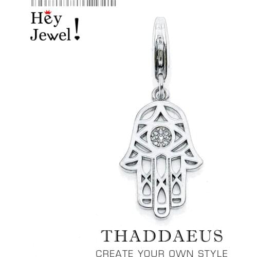 Hand of Fatima Charm Pendants For Women Men Vintage Amulet 925 Sterling Silver Jewelry Fit Bracelet Necklace