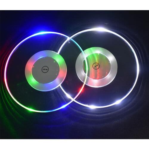 1Pcs Ultrathin LED Lighting Coasters Creative Waterproof Flash Cup Coaster Colorful Drink Cup Mat for NightClubs Wedding Partie