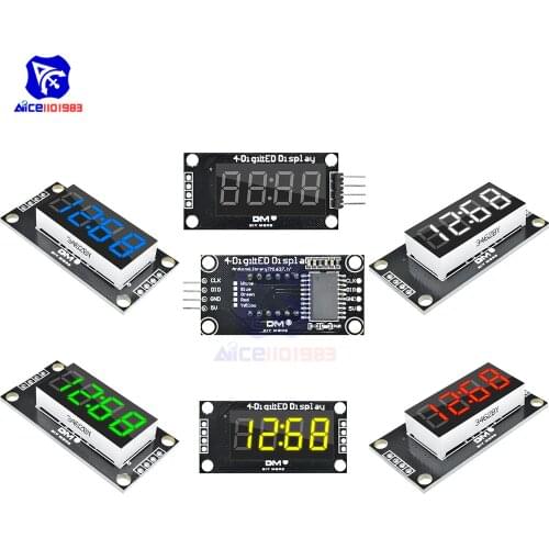 TM1637 0.36" 4 Bit Digital Tube LED Display 7 Segments Clock Module Red Green Blue Yellow White LED Board with Pin for Arduino