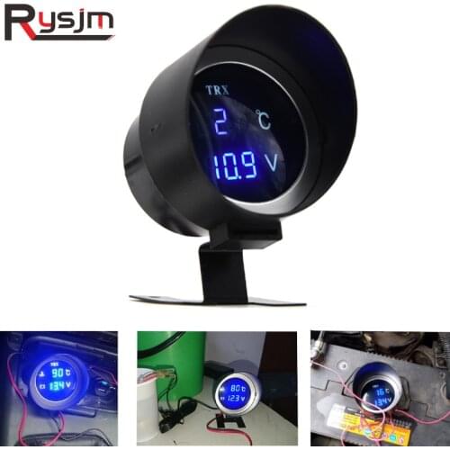 Universal 2 in 1 12v 24v LCD Digital Car Truck Water Temperature Gauge Volt Voltage Gauge Meter with 10mm Temperature Sensor