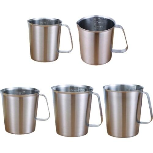Thickened 304 Stainless Steel Measuring Cup with Scale 500ml-2000ml Large Capacity Kitchen Milk Frother Cups GXMA