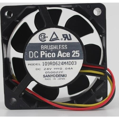 Original 109R0624M4D03 24V 0.04A 6CM 6025 60 * 60 * 25 3-wire fan