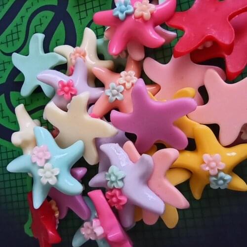 1pcs/lot Resin flat back starfish 34mm Ornaments Micro landscape Ornaments Creative Home Gardening Decorations A007-10
