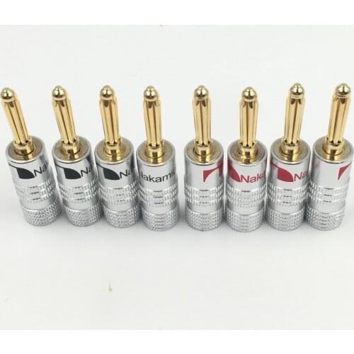 12pcs/lot New High quality 24K Gold Nakamichi Speaker Banana Plugs pure copper Audio Jack Connector Free Drop Shipping