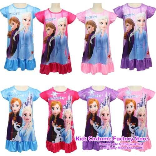 2021 New Frozen 2 anna elsa Princess Children Summer Dresses 3D Printed Dress For Girl Nightgowns Kids Nightdress Baby Sleepwear