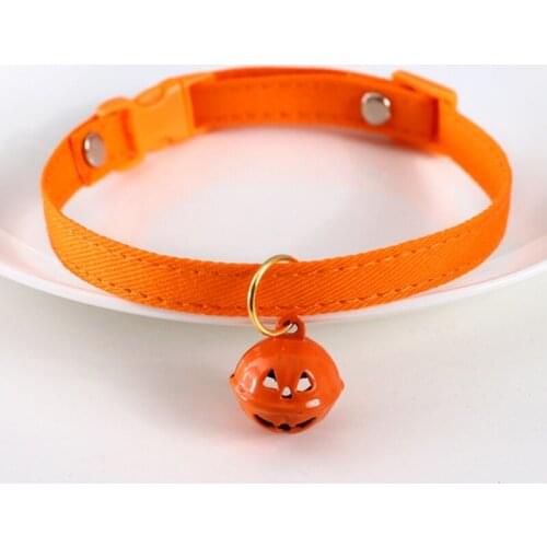 4PCS Halloween Pumpkin Pet Collar Adjustable With Bells Cat Dog Bow Tie Bells Collar Safety Pet Neck Strap Ring