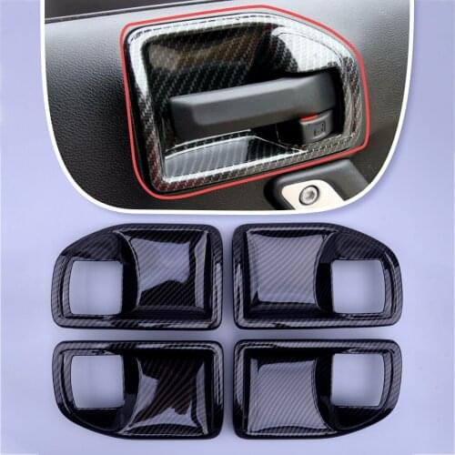 4Pcs Carbon Fiber Black Interior Door Handle Bowl Cover Trim Bezel Fit for Jeep Wrangler JK 2011 2012 2013 2014 2015 2016 2017