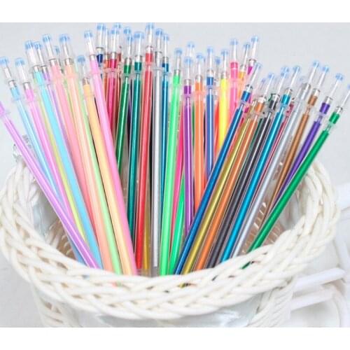48Colors 0.38mm Gel Ink Pen Refills for Glitter Metallic Neon Pastel Stationery