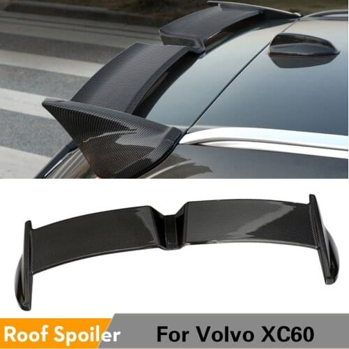 Rear Roof Spoiler Boot Lip Wing For Volvo XC60 2018 - 2020 Rear Spoiler ABS Glossy Black Carbon Look