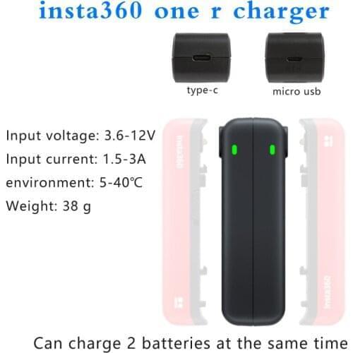 Cubo de carga rápida para for insta360 one r, acessórios de carregador base de two bateria provide USB TYPE C interface