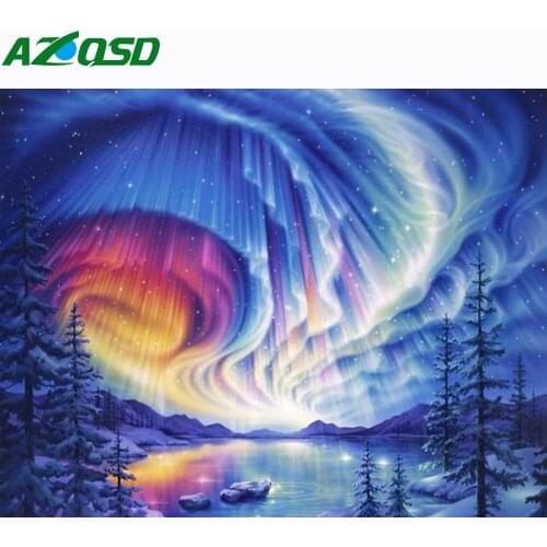 AZQSD 5D Diamond Mosaic Starry Sky Cross Stitch Kits Decor For Home Needlework Diamond Painting Landscape Handmade Craft