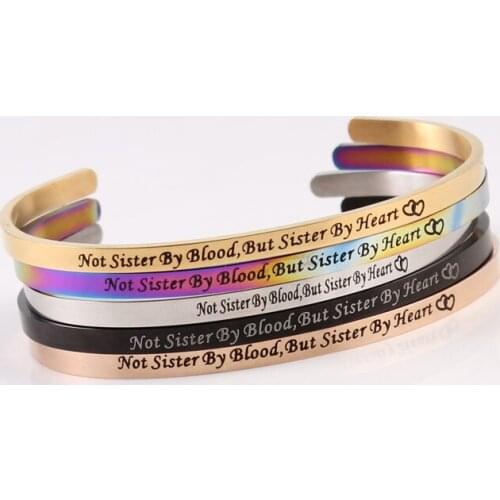Friendship Bracelets Not Sister By Blood But Sister By Heart Mantra Bangle for Women Girls Jewelry Graduation Gift Dropshipping