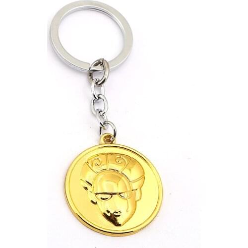 JoJos Bizarre Adventure Keychain Metal Anime Giorno Giovanna Gold Experience Pendant Key Chain Women Cosplay Jewelry llaveros