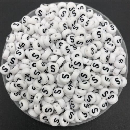 100pcs 7mm Letter Beads Oval Shape Letter S Charms DIY Beads For Bracelet Necklace Jewelry Making