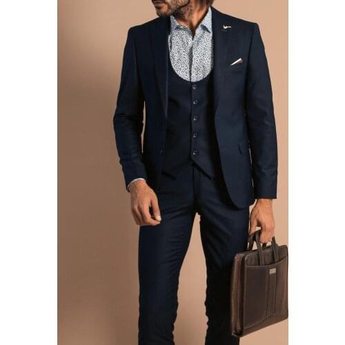 Business Mens Suits Winter Smart Casual Polyester V-Neck Long-Sleeved Single Breasted Slim-Fit Cocktail Party Custom 3Pieces