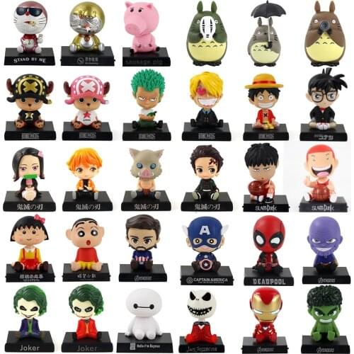 12cm Marvel Avengers Phone Holder Bracket Shake Bobble Head Deaspool Jack Hulk Spiderman Action Figure Model Toys Car Decoration