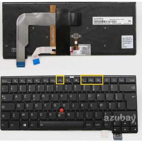French AZERTY Keyboard for Lenovo Thinkpad T460S T470S, 13 Gen 1, 13 Gen 2, 01YR099 00PA463 00PA545 01YT153, Backlit Black Frame
