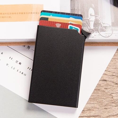 BISI GORO Men And Women RFID Anti-theft Credit Card Holder Thin ID Card Case Automatically Metal Aluminum Box Bank ID Holder