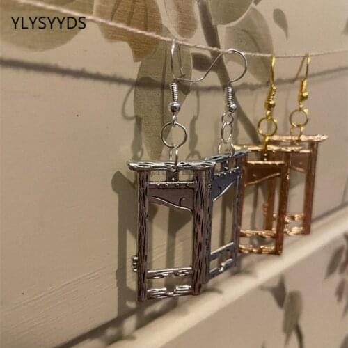 Goth Hypoallergenic Guillotine Earrings Handmade Vintage Tibetan Huggie Witchy Halloween Jewelry Pagan Wiccan Gothic Women Gift