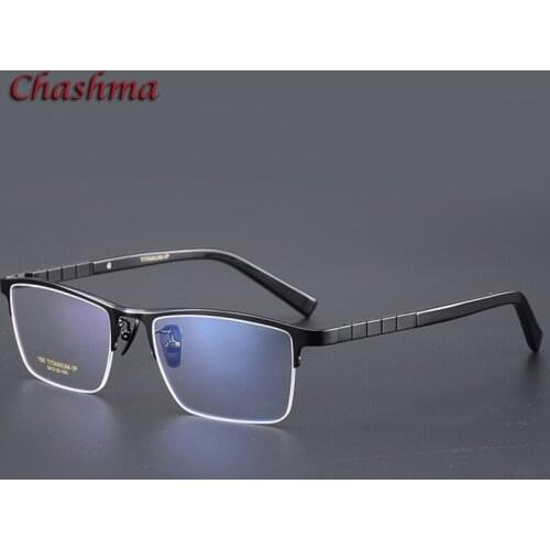 Classic Super Quality Pure Titanium Men Ultra Light Optical Spectacles Gold Frame Semi Rim Eyeglasses
